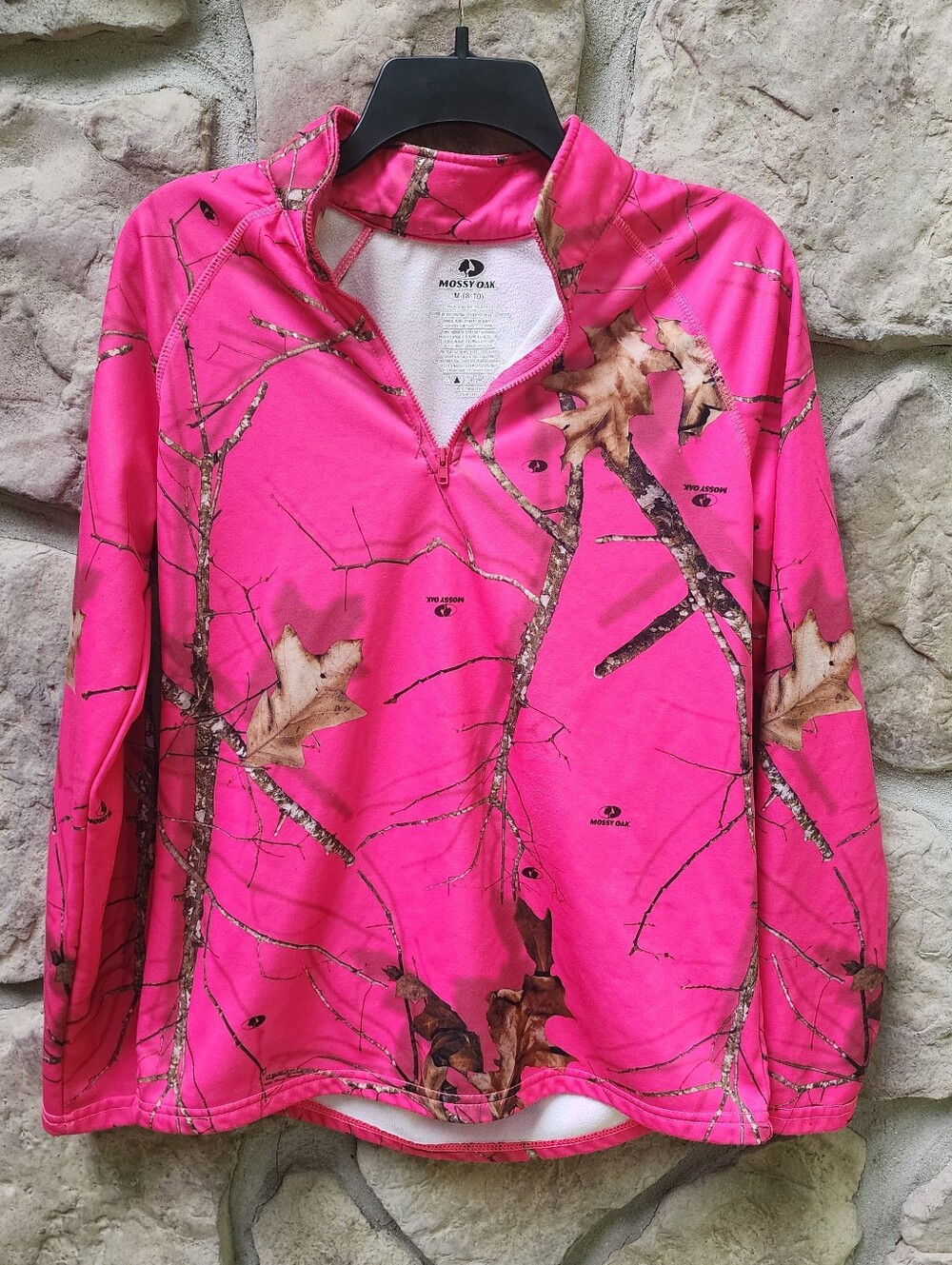 Mossy Oak Bright Pink Camo 1/4 Zip Hoodie